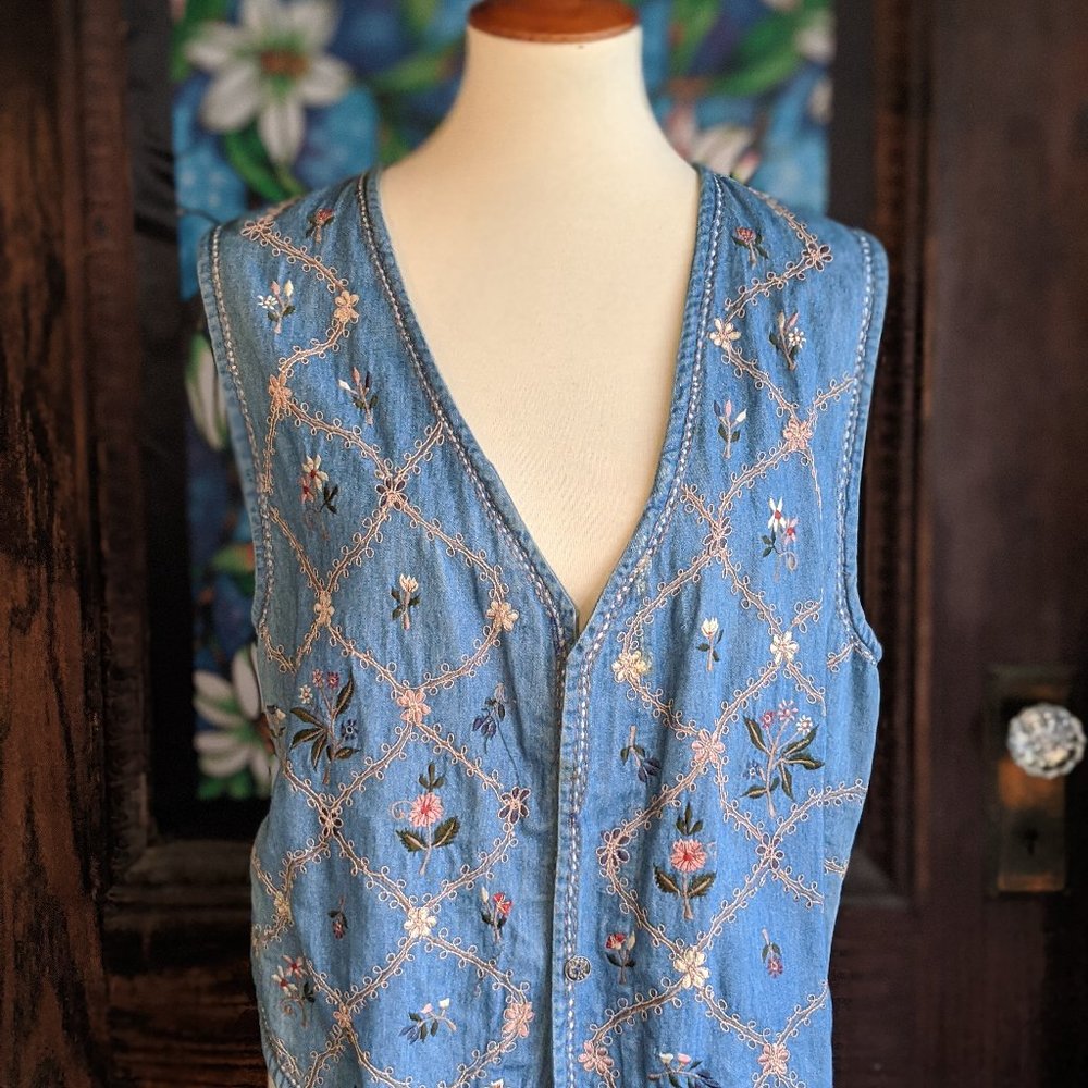 Tantrum Blues Embroidered Chambray Vest